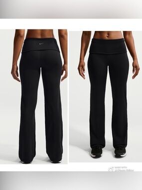 Nike One Dri-Fit High-Waisted Fold-Over Training Pants Black Women's Small Soft